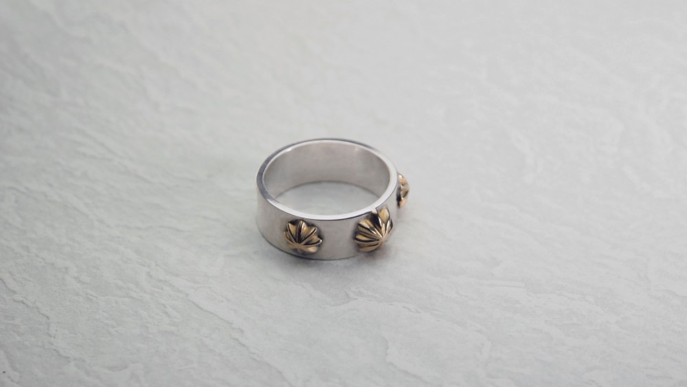 Triconcho Silver ring with 18K Gold concho