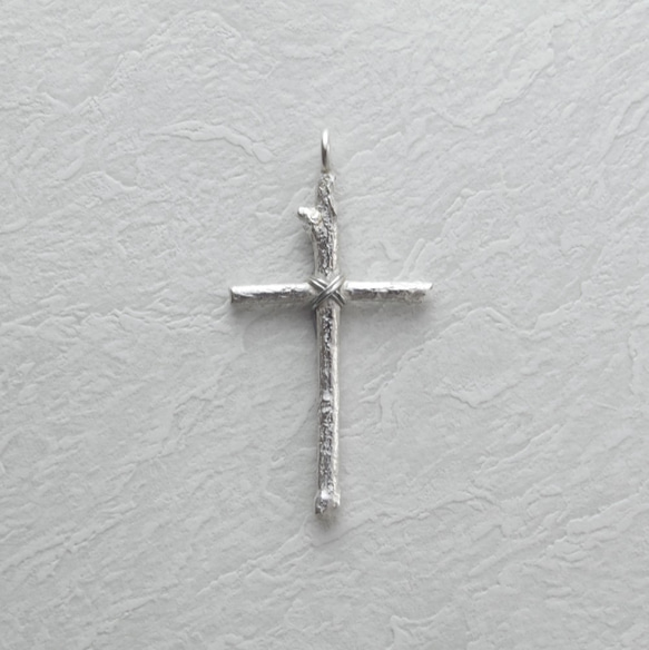 Anviology Handcraft 925 Silver Wood cross pendant 1枚目の画像