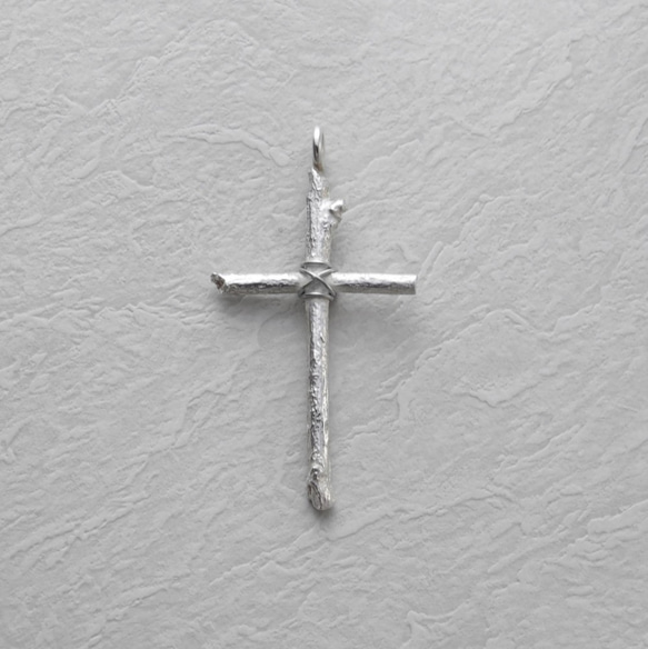 Anviology Handcraft 925 Silver Wood cross pendant 2枚目の画像