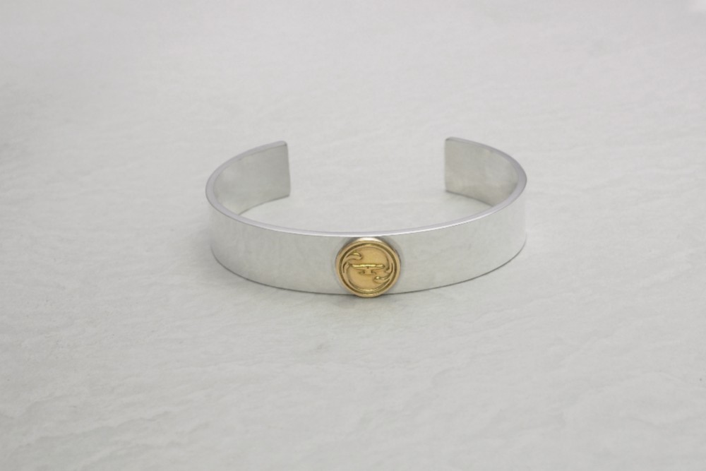 925 silver Bangle with 18k gold Anviology logo tag