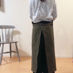 エプロン❃ハーフリネン 受注製作 ロング丈 お好きな色選べます❃ 2枚目の画像