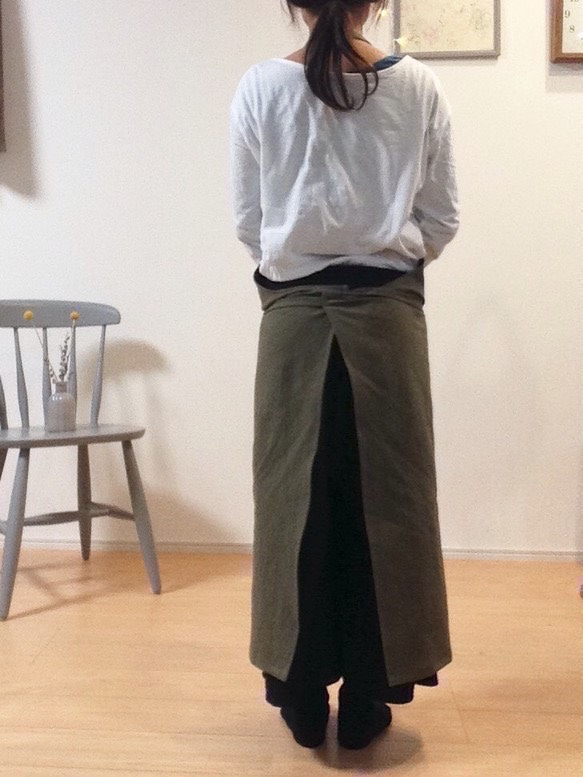 エプロン❃ハーフリネン 受注製作 ロング丈 お好きな色選べます❃ 2枚目の画像