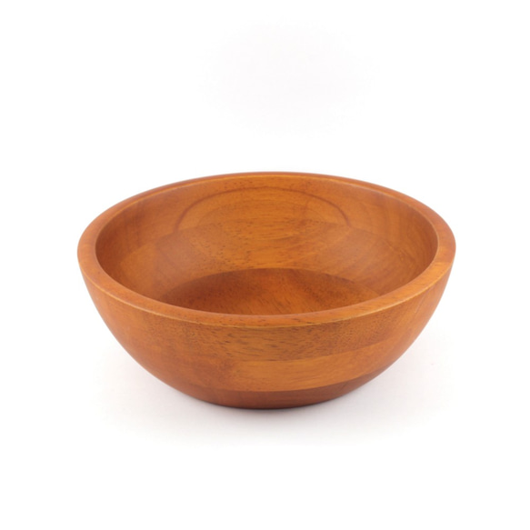 木製沙拉碗V Φ18 x H6.5〞(橘色) 木碗 湯碗 餐碗 凹底碗 胖碗 橡膠木 快速出貨 巧木 第1張的照片