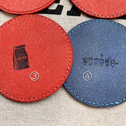 再③販☆ハリたんのスプーン付き☆床革コースター2枚セット(赤) 4枚目の画像