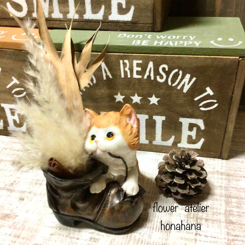 ブックエンド 猫 ねこ ネコ ドライフラワー シャビー ブックエンド 猫 ねこ ネコ ドライフラワー シャビー