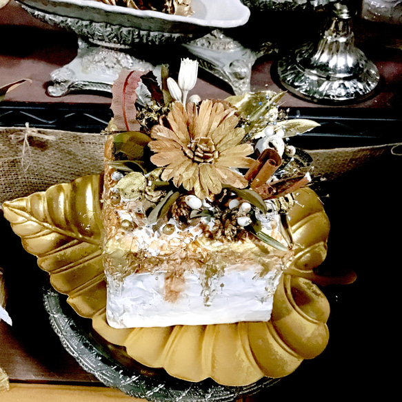 再販Creema限定スクエアーdry flower cakeアニバーサリーの飾りと記念に 2枚目の画像