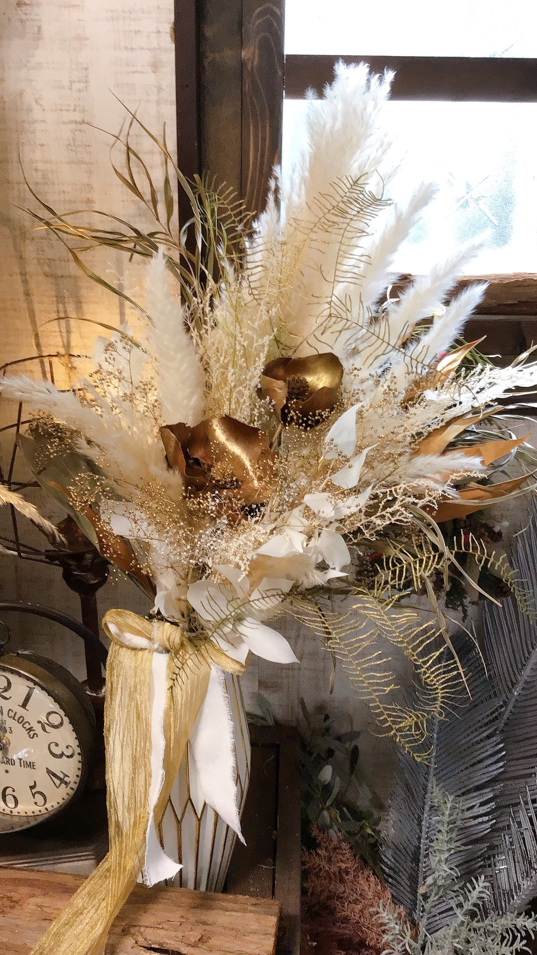 ❤︎受注制作させて頂きます❤︎アンティークゴージャス大人なdryflowerbouque❤︎ゴールドが美し★