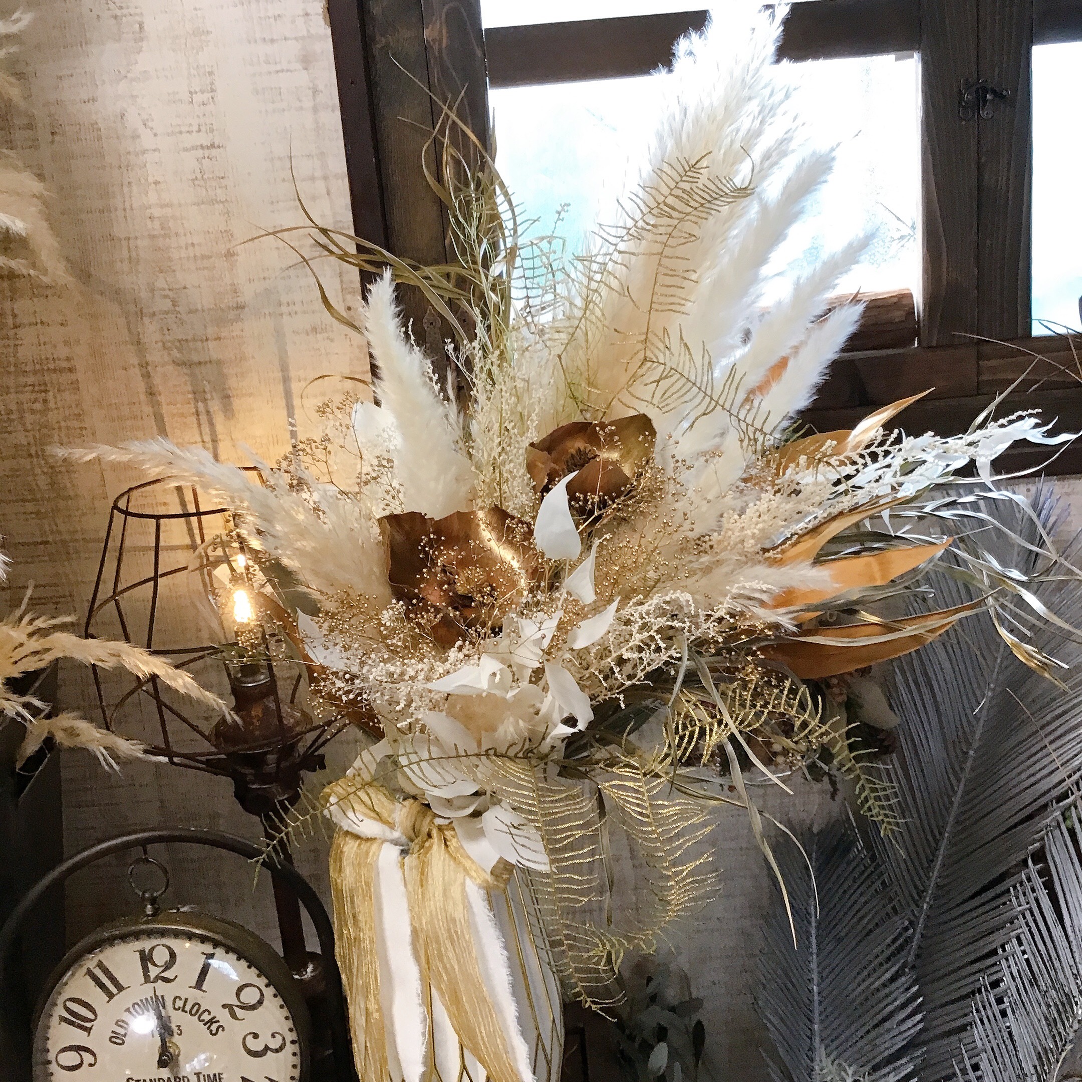 ❤︎受注制作させて頂きます❤︎アンティークゴージャス大人なdryflowerbouque❤︎ゴールドが美し★