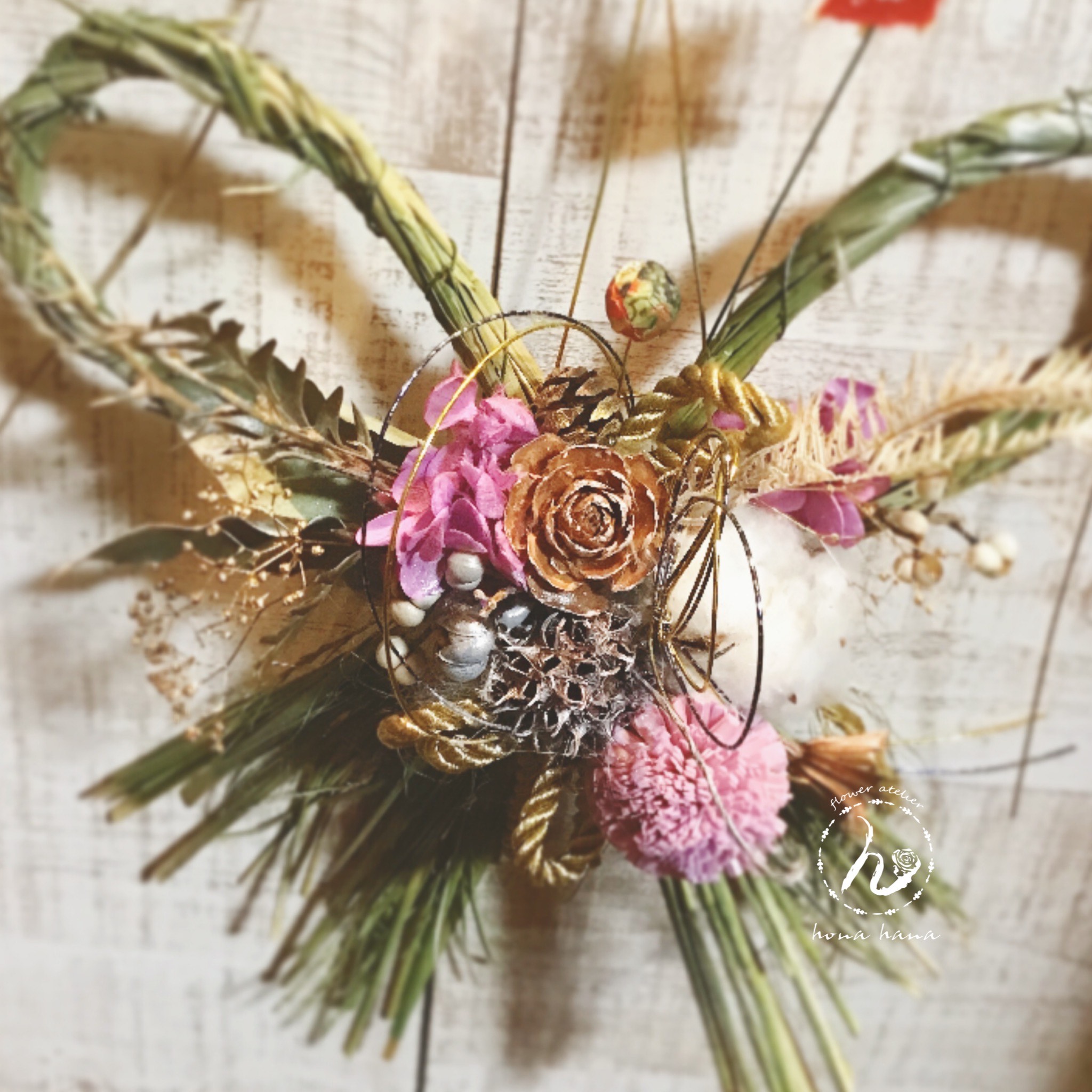 最終値下❤︎お正月ハンドメイド❤︎2022羽ばたくハートしめ縄 