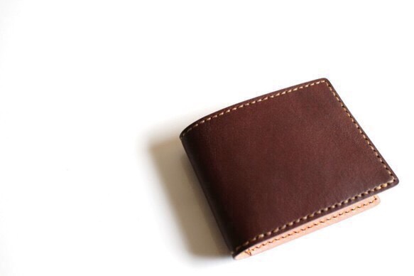 【受注生産品】二つ折り財布 ～栃木アニリン茶×栃木ヌメ～