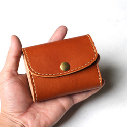 【受注生産品】小さい三つ折り財布 ～栃木アニリンキャメル×栃木ヌメ～ 1枚目の画像