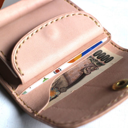 【受注生産品】小さい三つ折り財布 ～栃木アニリンキャメル×栃木ヌメ～ 8枚目の画像
