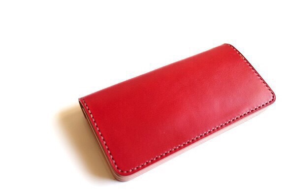 【受注生産品】長財布 ～栃木アニリン赤×栃木ヌメ～
