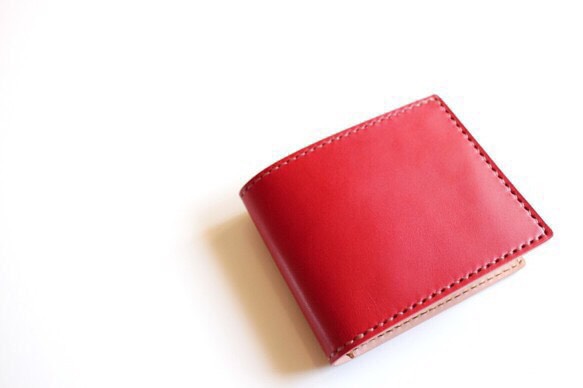 【受注生産品】二つ折り財布 〜栃木アニリン赤×栃木ヌメ〜