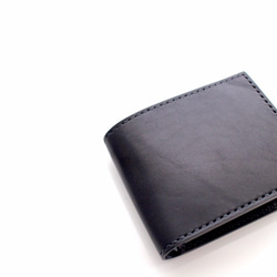 【受注生産品】二つ折り財布 〜栃木ヌメブラック オールブラック〜 1枚目の画像