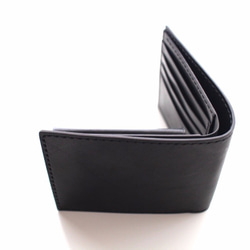 【受注生産品】二つ折り財布 〜栃木ヌメブラック オールブラック〜 5枚目の画像