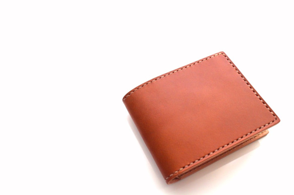 【受注生産品】二つ折り財布 ～栃木アニリンキャメル×栃木ヌメ～ 1枚目の画像