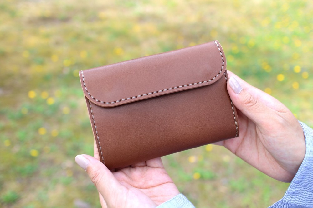 【受注生産品】三つ折り財布 ～栃木アニリン茶×栃木ヌメ～