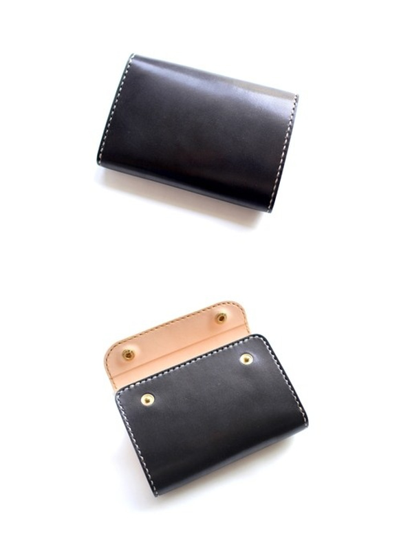 【受注生産品】三つ折り財布 ～栃木ヌメブラック×栃木ヌメ～ 受注生産品