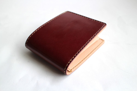 【受注生産品】二つ折り財布 ～栃木アニリンバーガンディ×栃木ヌメ～ 受注生産品