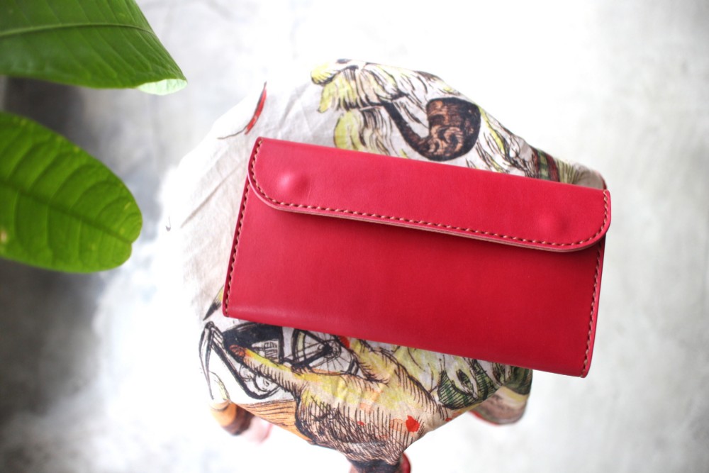 【受注生産品】フラップ長財布 ～姫路アニリンピンク×栃木ヌメ～