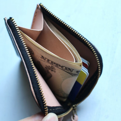 【受注生産品】L字ファスナー小さい財布 ～栃木ヌメブラック×栃木ヌメ～ 4枚目の画像