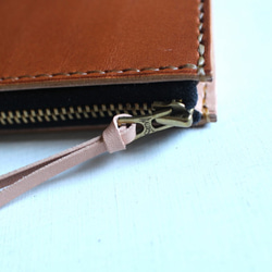 【受注生産品】L字ファスナー小さい財布 ～栃木アニリンキャメル×栃木ヌメ～ 2枚目の画像