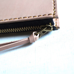 【受注生産品】L字ファスナー小さい財布 ～栃木ヌメ～ 2枚目の画像
