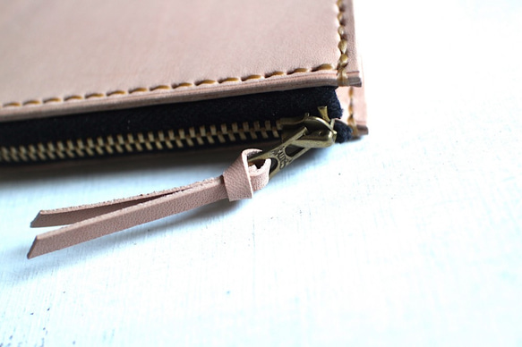 【受注生産品】L字ファスナー小さい財布 ～栃木ヌメ～ 2枚目の画像