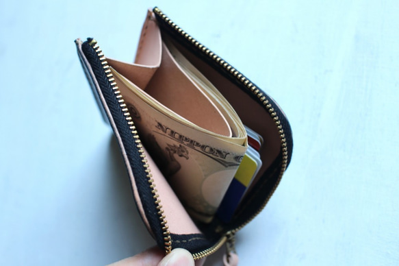 【受注生産品】L字ファスナー小さい財布 ～栃木ヌメ～ 3枚目の画像