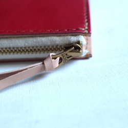 【受注生産品】L字ファスナー小さい財布 ～姫路アニリンピンク×栃木ヌメ～ 2枚目の画像
