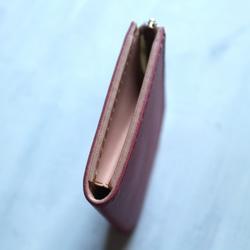 【受注生産品】L字ファスナー小さい財布 ～姫路アニリンピンク×栃木ヌメ～ 5枚目の画像