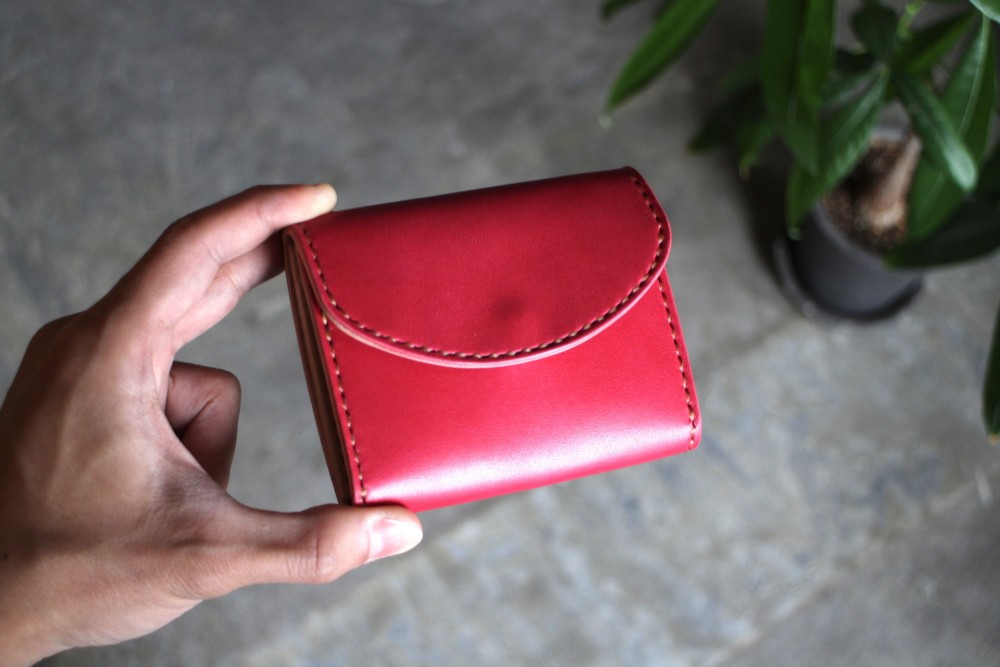 【受注生産品】ミニギャルソンウォレット ～姫路アニリンピンク×栃木ヌメ～