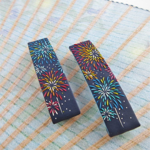 受注制作】煌く大輪の打ち上げ花火（大きい赤花火Ver.) 髪飾り