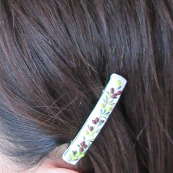 【受注制作】ミモザの髪飾り（白）バレッタ。５ｃｍ。「Creema限定」ポリマークレイ 5枚目の画像