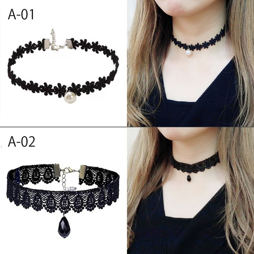 2個 チョーカーレースネックレス ゴシック ネックレス・ペンダント
