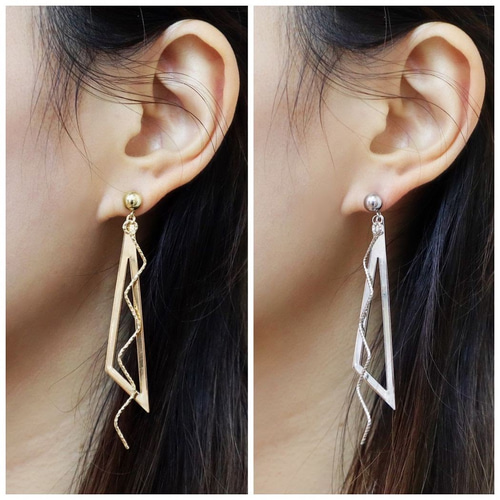 トライアングルピアス ステンレスピアス レディース 派手 大きめ