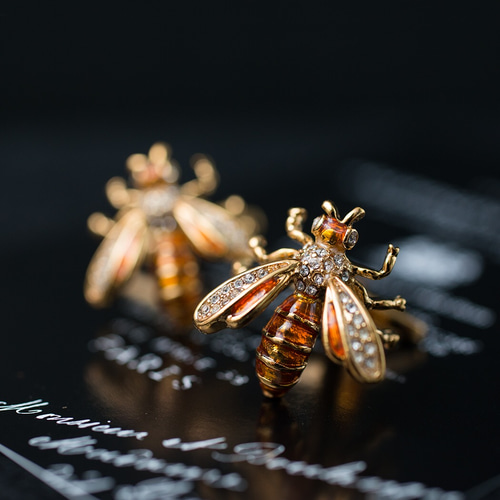 ヴィンテージ 魚彫刻 ゴールドプレート製 カフリンクス カフスボタン とんぼ 【橙 Orange】七宝焼のカフスボタン カフリンクス 丹銅