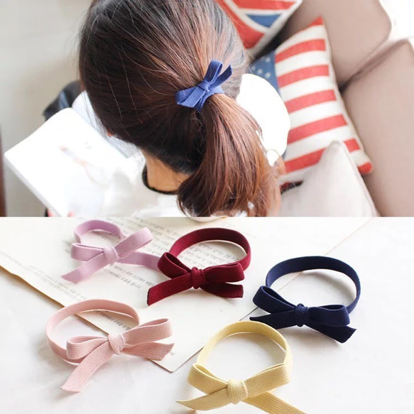 リボン　ヘアゴム♡セレシャムリボン♡ワイン♡ハンドメイド 全8色セット リボンヘアゴム 髪ゴム ヘアゴム HaRa 通販 8964406