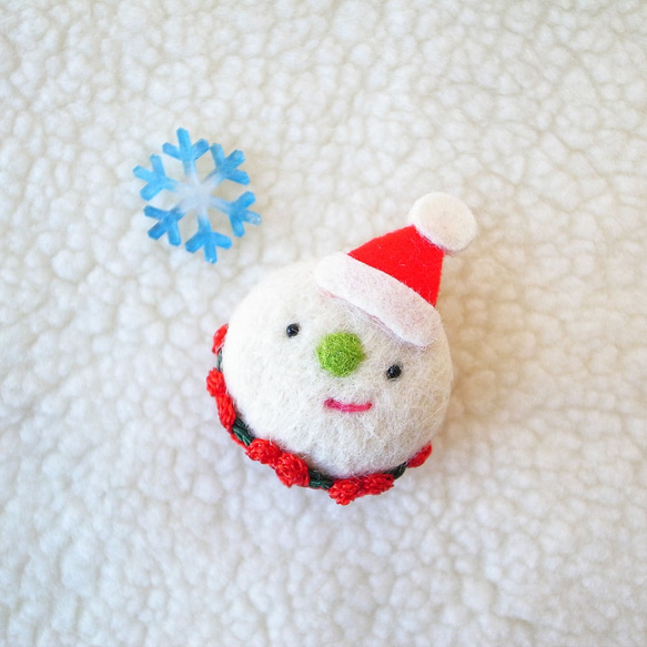 クリスマスの雪だるま＆トナカイ/ウールフェルト2ピン（雪だるまのトナカイのブローチはマッチピースのギフトクリスマス年末年末の報酬 2枚目の画像
