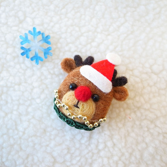 【接單製作】聖誕雪人&馴鹿/羊毛氈別針2入一組(雪人馴鹿胸針穿搭配件禮物聖誕節交換禮物snowman reindeer) 第3張的照片