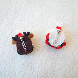 【接單製作】聖誕雪人&馴鹿/羊毛氈別針2入一組(雪人馴鹿胸針穿搭配件禮物聖誕節交換禮物snowman reindeer) 第8張的照片