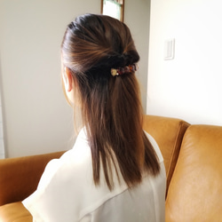 べっ甲キャンディバレッタ ヘアクリップ / レジン ヘアーアクセサリー 大人可愛い パール ハート シック 2枚目の画像