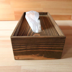 ヴィンテージ風ティッシュケース、木製 1枚目の画像