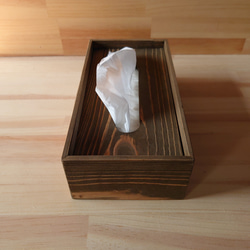 ヴィンテージ風ティッシュケース、木製 3枚目の画像