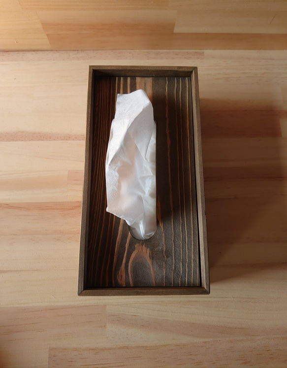 ヴィンテージ風ティッシュケース、木製 4枚目の画像