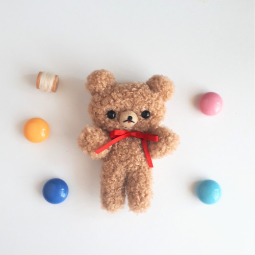 ミニぬいぐるみ くま(赤リボン) ぬいぐるみ go-camp 通販