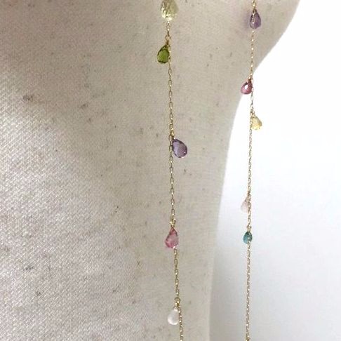 Color Jewels 天然石ロングネックレス