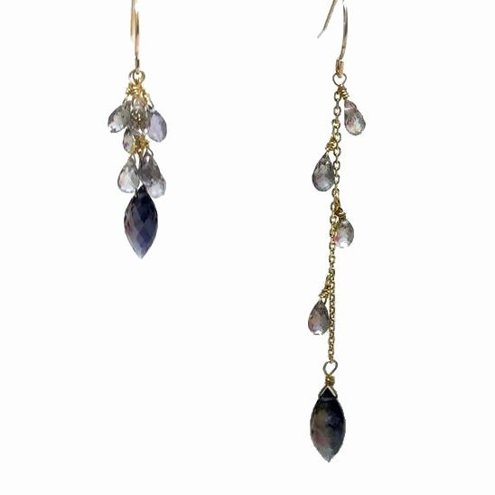 K10イエローゴールド ブルースピネル＆アイオライトのピアス