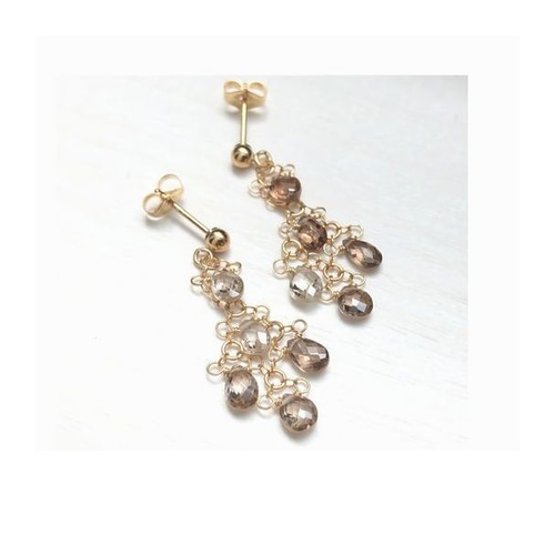 ジルコンのシャンデリアピアス ブラウンジルコンのシャンデリアピアス（K14GF） ピアス